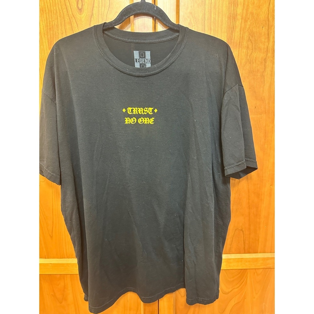 OG Legend Trust No One Stay Blessed Angel Graphic T-Shirt‎ Mens 2XL Black Yellow